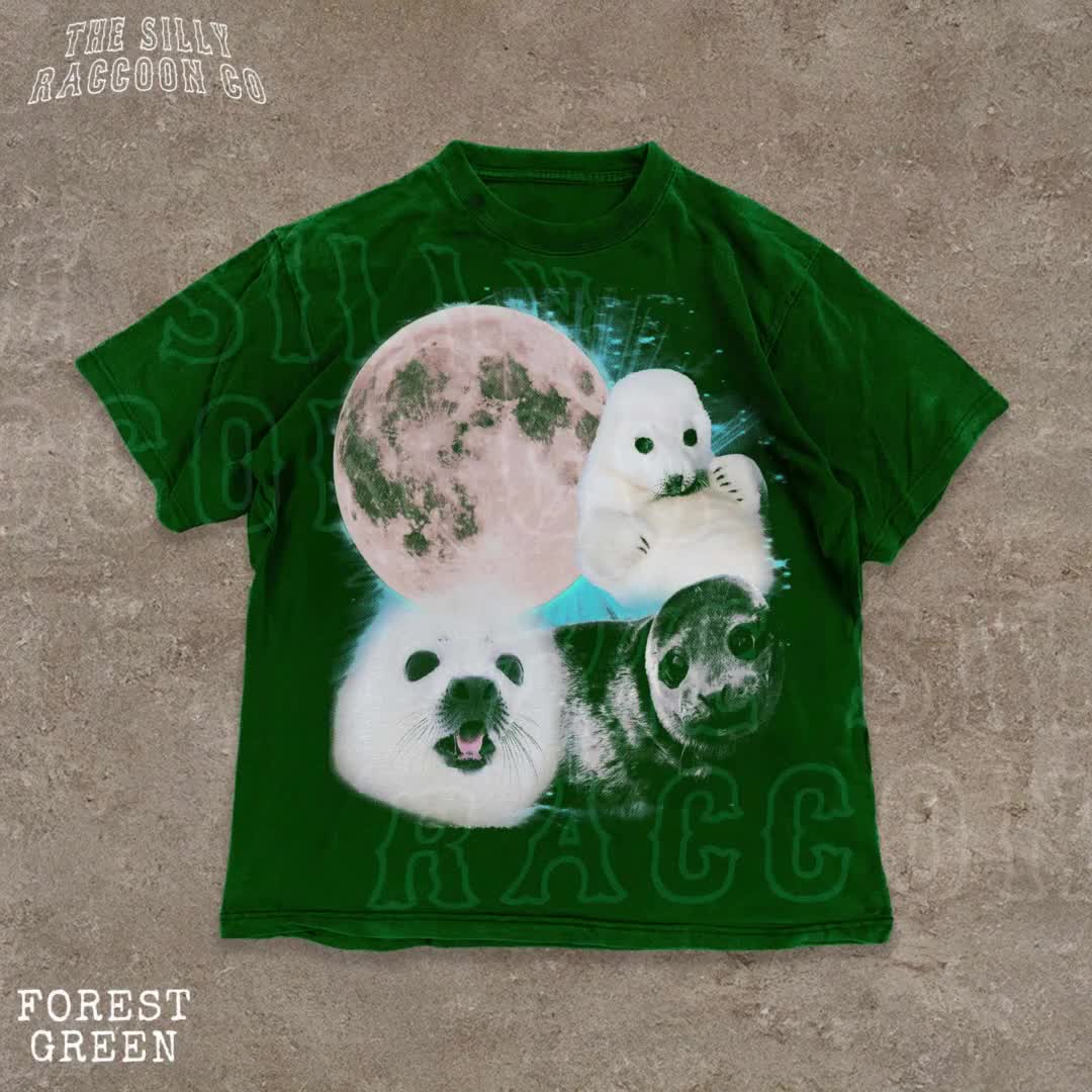 Mystical Moon and Seals T-shirt | Nighttime Animal Unisex Tee